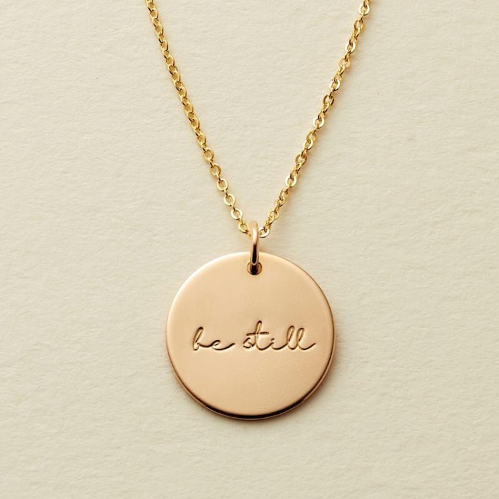 Be Still Self-Care Mantra Peace Charm Necklace - Picture 1 of 16